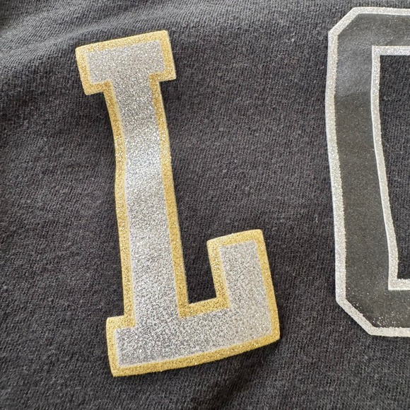 PINK Victoria's Secret Black Glitter Logo Hooded Long Sleeve Tee Shirt Womens S - Picture 9 of 14